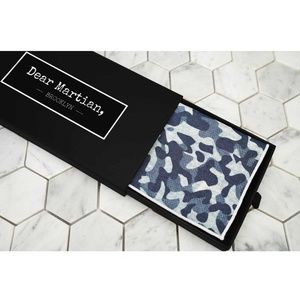Dear Martian Mens Blue Camo Pocket Square